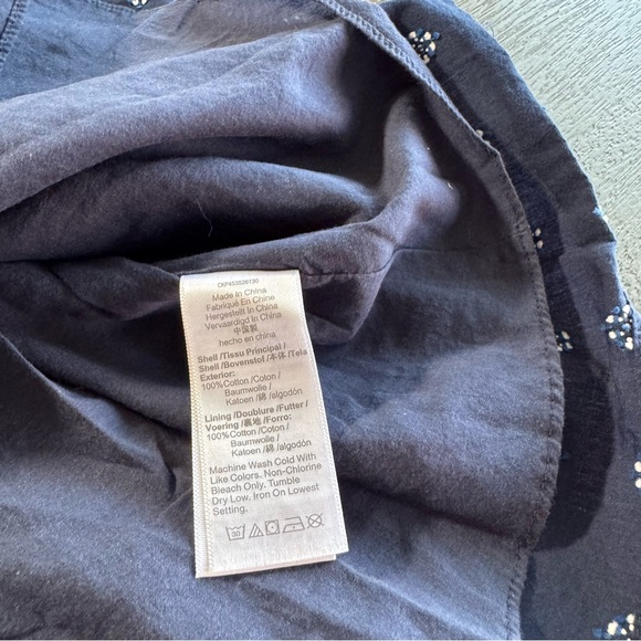 Madewell Square-Neck Puff-Sleeve Babydoll Dress Navy White 4 - Picture 9 of 12